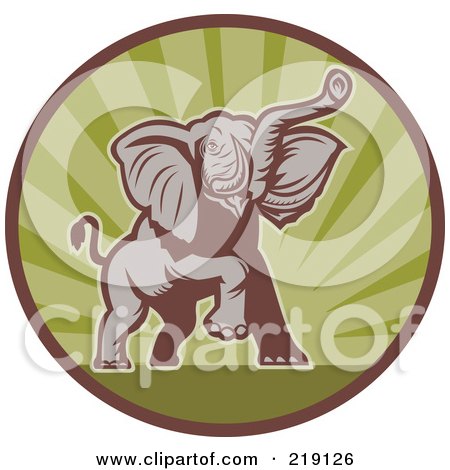 Royalty-Free (RF) Clipart Illustration of a Brown And Green Elephant Logo by patrimonio