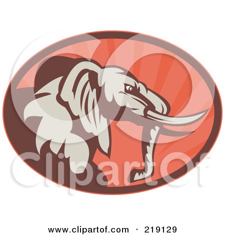 Royalty-Free (RF) Clipart Illustration of a Brown And Red Elephant Logo by patrimonio
