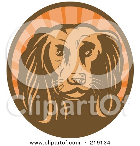 Royalty-Free (RF) Clipart Illustration of a Brown And Orange Cocker Spaniel Logo by patrimonio