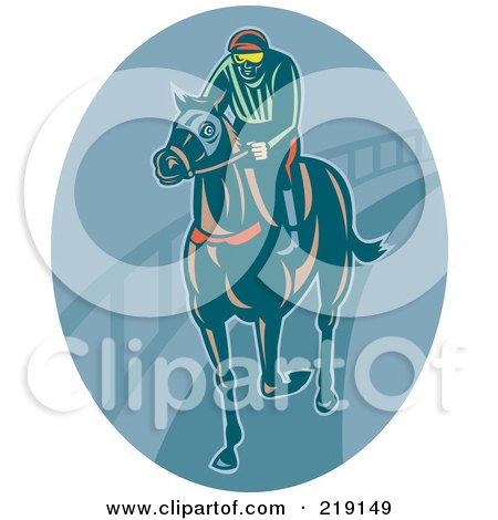 Royalty-Free (RF) Clipart Illustration of a Retro Jockey Logo by patrimonio
