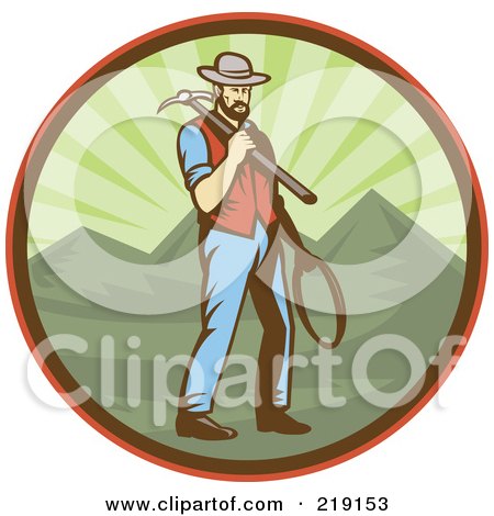 Royalty-Free (RF) Clipart Illustration of a Retro Miner Man Logo - 1 by patrimonio