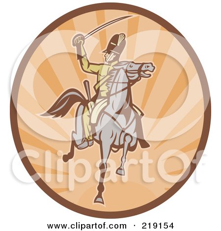 Royalty-Free (RF) Clipart Illustration of a Retro Tan And Orange Cavalry Logo by patrimonio