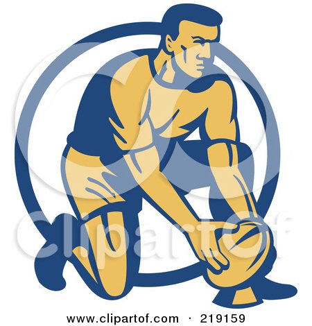 Royalty-Free (RF) Clipart Illustration of a Retro Rugby Football Player Logo - 2 by patrimonio