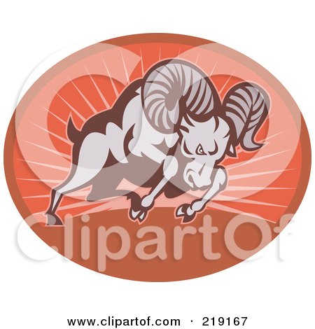 Royalty-Free (RF) Clipart Illustration of a Charging Ram Logo by patrimonio
