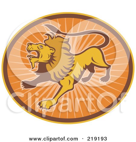Royalty-Free (RF) Clipart Illustration of a Brown And Orange Lion Logo by patrimonio