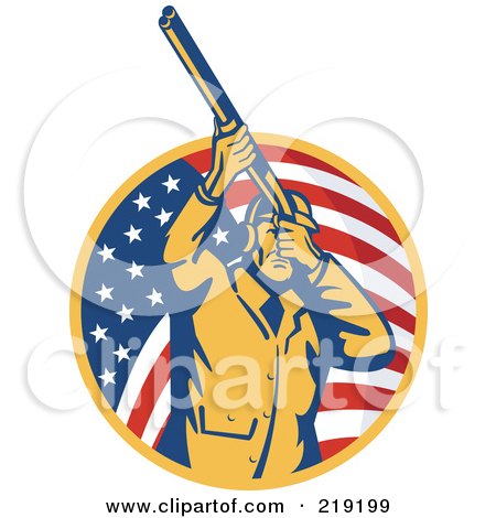 Royalty-Free (RF) Clipart Illustration of a Retro American Hunter Logo by patrimonio
