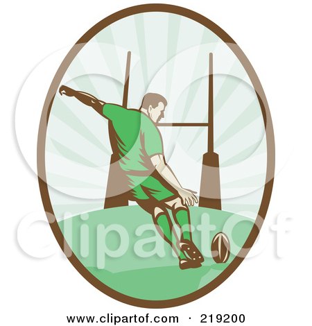 Royalty-Free (RF) Clipart Illustration of a Retro Rugby Football Player Logo - 1 by patrimonio