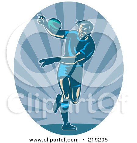 Royalty-Free (RF) Clipart Illustration of a Retro Rugby Football Player Logo - 3 by patrimonio