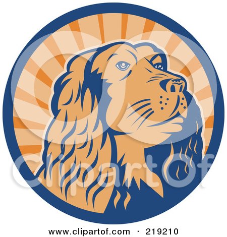 Royalty-Free (RF) Clipart Illustration of a Blue And Orange Cocker Spaniel Logo by patrimonio