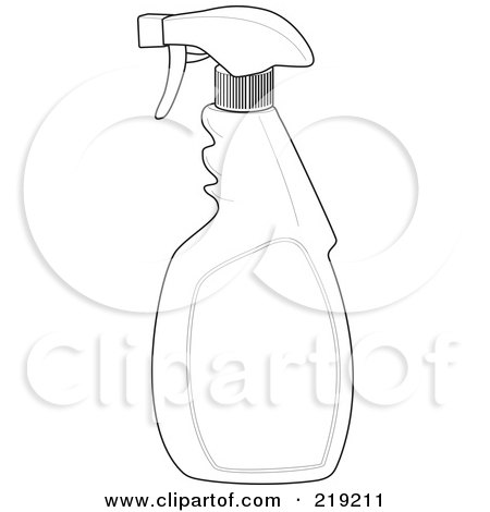 Royalty-Free (RF) Clipart Illustration of a Black And White Spray Bottle Outline by patrimonio