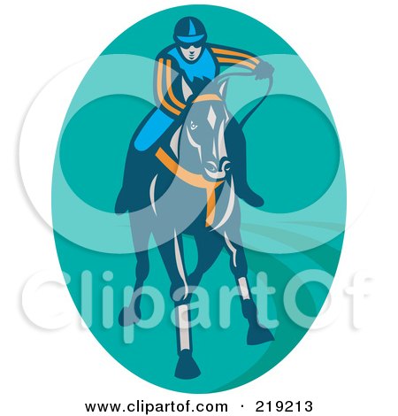 Royalty-Free (RF) Clipart Illustration of a Retro Horse Racing Logo by patrimonio