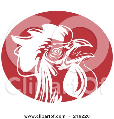 Royalty-Free (RF) Clipart Illustration of a Red And White Rooster Logo by patrimonio