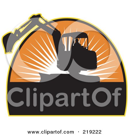 Royalty-Free (RF) Clipart Illustration of a Black And Orange Excavator Logo by patrimonio