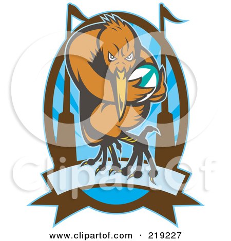 Royalty-Free (RF) Clipart Illustration of a Retro Rugby Kiwi Bird Logo - 3 by patrimonio