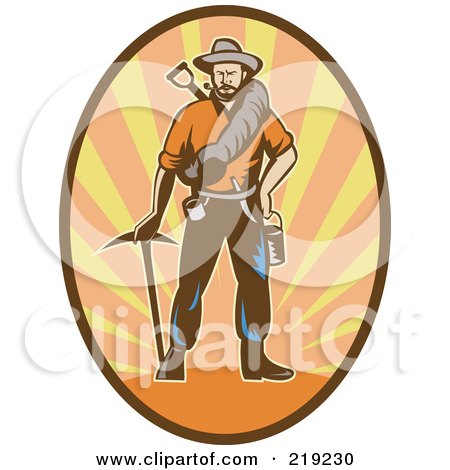 Royalty-Free (RF) Clipart Illustration of a Retro Miner Man Logo - 2 by patrimonio