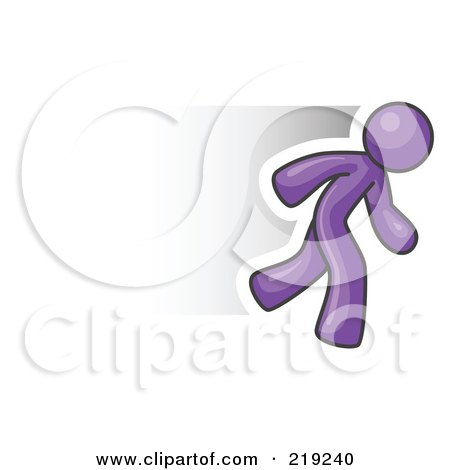 Clipart Illustration of a Speedy Purple Business Man Running by Leo Blanchette