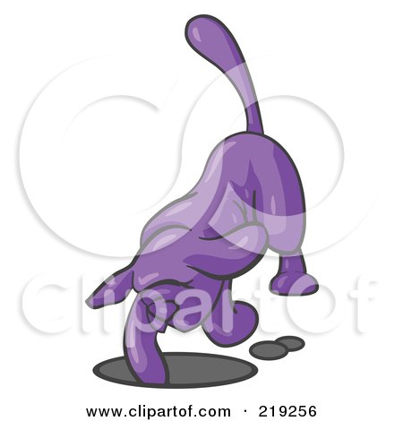 Clipart Illustration of a Purple Tick Hound Dog Digging a Hole by Leo Blanchette