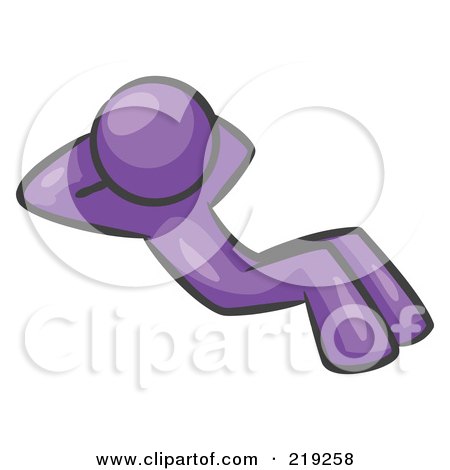 Clipart Illustration of a Purple Man Doing Sit Ups While Strength Training by Leo Blanchette