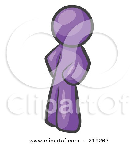 Royalty-Free (RF) Clipart Illustration of a Purple Man Standing With His Hands on His Hips by Leo Blanchette