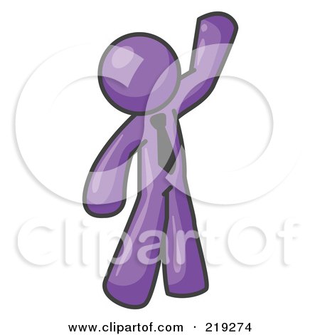 Clipart Illustration of a Friendly Purple Man Greeting and Waving by Leo Blanchette
