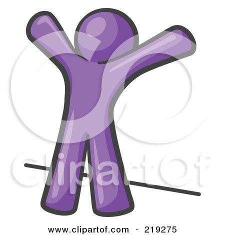Royalty-Free (RF) Clipart Illustration of a Purple Man Up Against A Wall, His Arms Up, Prepared To Be Searched by Leo Blanchette