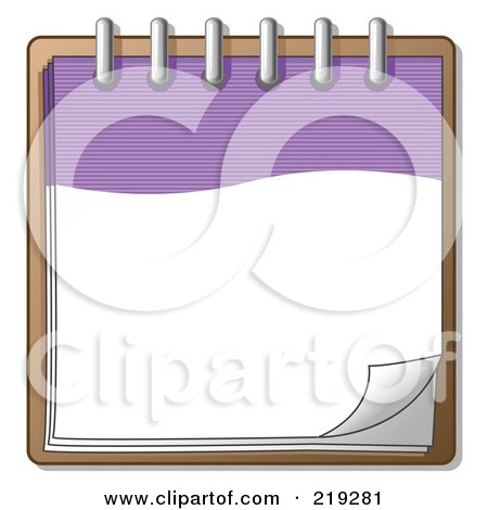 Clipart Illustration of a Purple And White Spiral Notebook Organizer Ready For Notes by Leo Blanchette