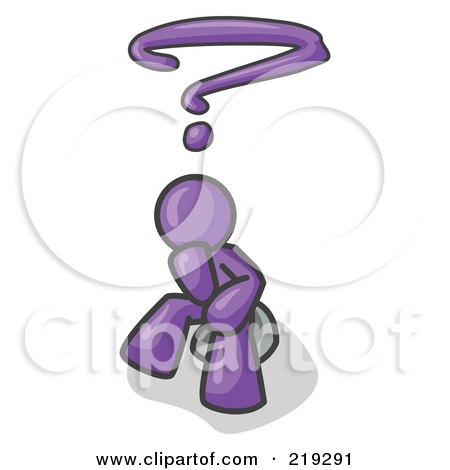 Clipart Illustration of a Confused Purple Business Man With a Questionmark Over His Head by Leo Blanchette
