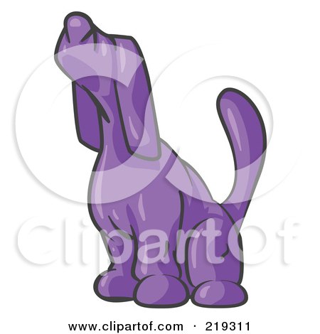 Clipart Illustration of a Purple Tick Hound Dog Howling or Sniffing the Air by Leo Blanchette