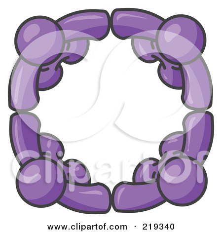 Clipart Illustration of Four Purple People Standing in a Circle and Holding Hands For Teamwork and Unity by Leo Blanchette