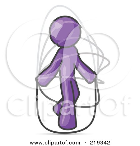 Royalty-Free (RF) Clipart Illustration of a Purple Man Jumping Rope During a Cardio Workout Clipart Illustration by Leo Blanchette