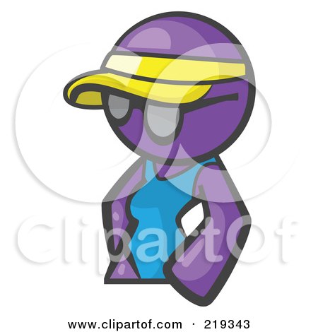 Royalty-Free (RF) Clipart Illustration of a Purple Woman Avatar Wearing A Visor And Shades by Leo Blanchette