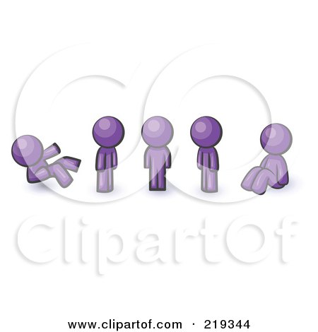 Royalty-Free (RF) Clipart Illustration of a Purple Design Mascot Man In Different Poses by Leo Blanchette