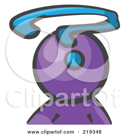 Royalty-Free (RF) Clipart Illustration of a Purple Man Avatar With A Question Mark by Leo Blanchette
