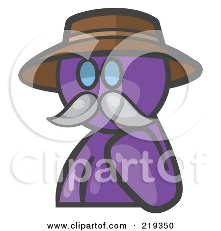Royalty-Free (RF) Clipart Illustration of a Purple Man Avatar Professor With A Mustache by Leo Blanchette
