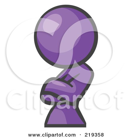 Royalty-Free (RF) Clipart Illustration of a Purple Woman Avatar Leaning And Crossing Her Arms by Leo Blanchette