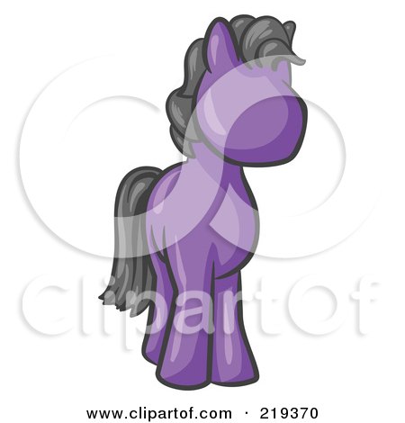 Clipart Illustration of a Cute Purple Pony Horse Looking Out At The Viewer by Leo Blanchette