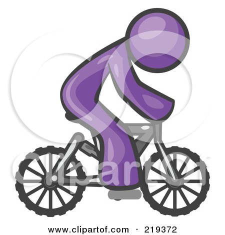 Royalty-Free (RF) Clipart Illustration of a Purple Man Riding a Bicycle by Leo Blanchette
