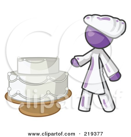Royalty-Free (RF) Clipart Illustration of a Purple Woman Wedding Cake Maker by Leo Blanchette