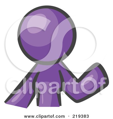 Royalty-Free (RF) Clipart Illustration of a Purple Woman Avatar Waving by Leo Blanchette