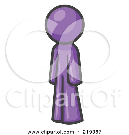 Royalty-Free (RF) Clipart Illustration of a Purple Design Mascot Man Standing Up Straight by Leo Blanchette