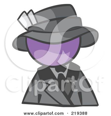 Royalty-Free (RF) Clipart Illustration of a Purple Man Avatar Dressed For A Night On The Town by Leo Blanchette