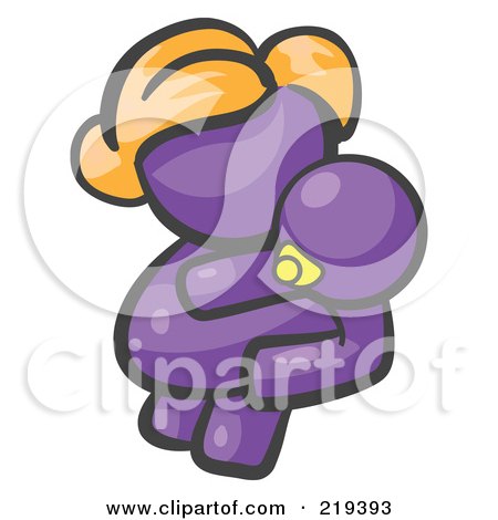 Royalty-Free (RF) Clipart Illustration of a Purple Woman Avatar Mother Holding Her Baby by Leo Blanchette