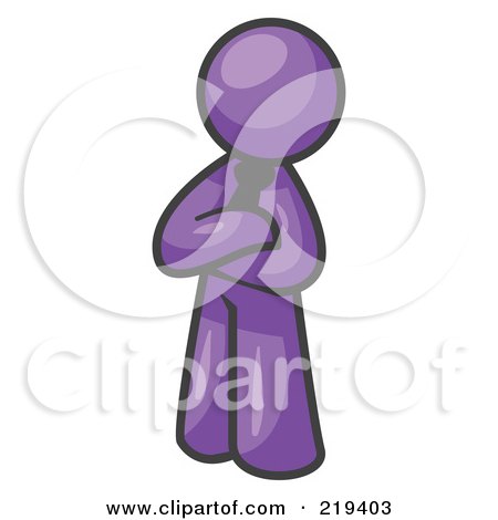 Royalty-Free (RF) Clipart Illustration of a Proud Purple Man Standing With His Arms Crossed by Leo Blanchette