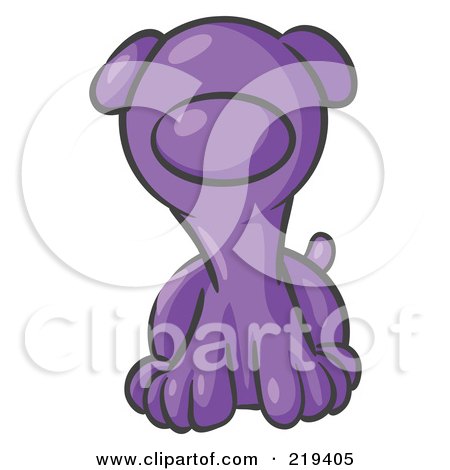 Clipart Illustration of a Cute Purple Puppy Dog Looking Curiously at the Viewer by Leo Blanchette