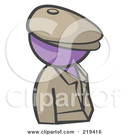 Royalty-Free (RF) Clipart Illustration of a Purple Man Avatar Detective by Leo Blanchette