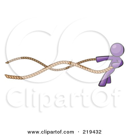 Royalty-Free (RF) Clipart Illustration of a Purple Design Mascot Man With A Rope Around His Waist by Leo Blanchette