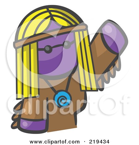 Royalty-Free (RF) Clipart Illustration of a Purple Woman Avatar Hippie Waving by Leo Blanchette