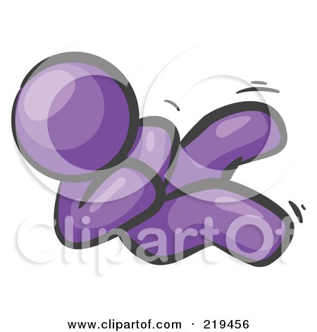 Clipart Illustration of a Happy Purple Man Rolling On The Floor And Giggling With Laughter by Leo Blanchette