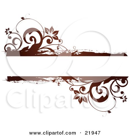 Clipart Picture Illustration of a Red And Brown Flowers And Vines Framing A Text Space On A White Background by OnFocusMedia