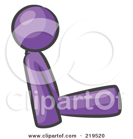 Clipart Illustration of a Purple Man With Good Posture, Sitting Up Straight by Leo Blanchette
